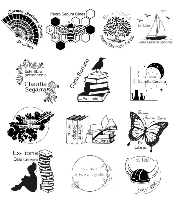 Colección de diseños Ex-Libris para sellos personalizados para libros.